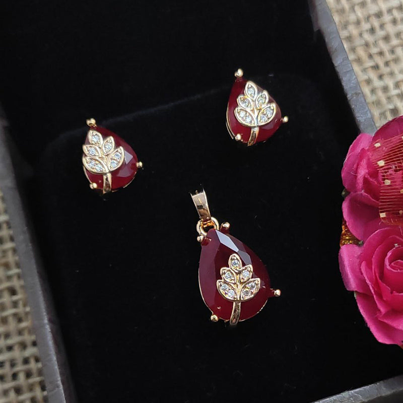 Aamrapali Rose Gold Plated AD Pendant  Set