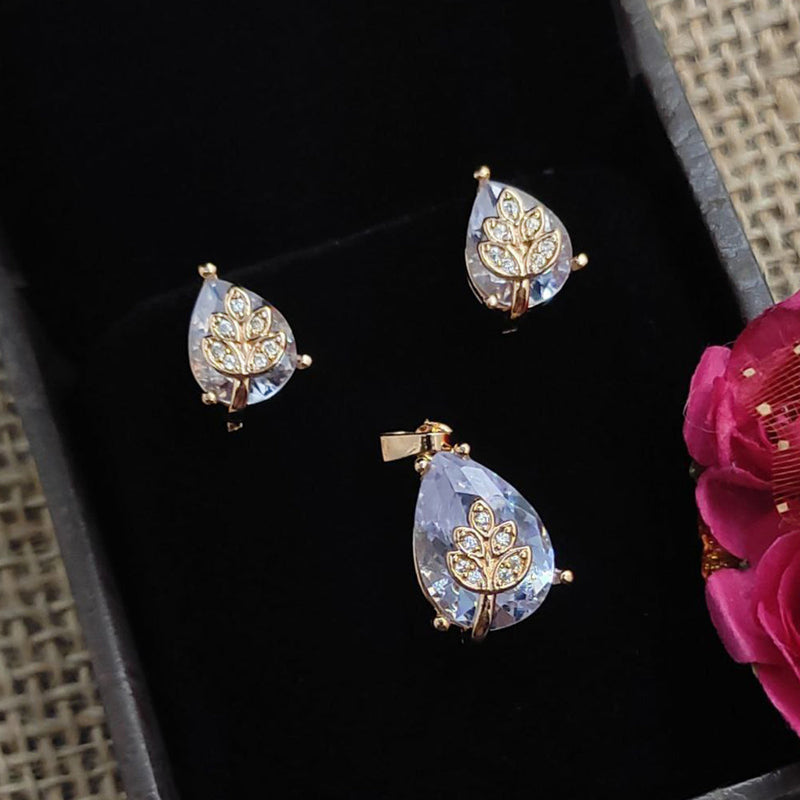 Aamrapali Rose Gold Plated AD Pendant  Set