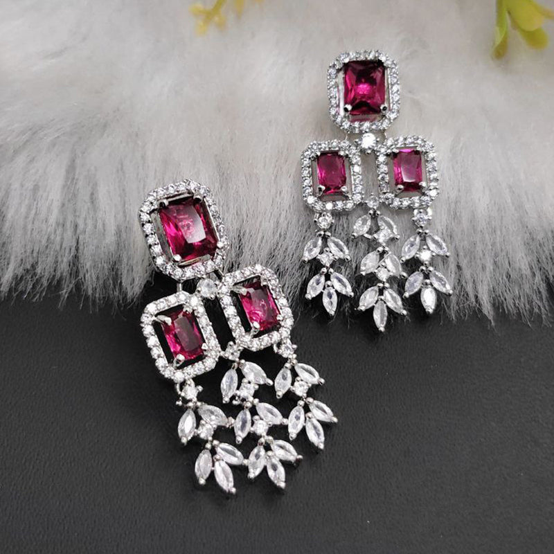 Aamrapali  Silver Plated  American  Diamond  Dangler  Earrings