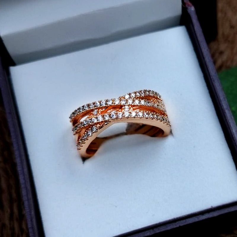 Aamrapali  Rose Gold Plated American Diamond  Ring