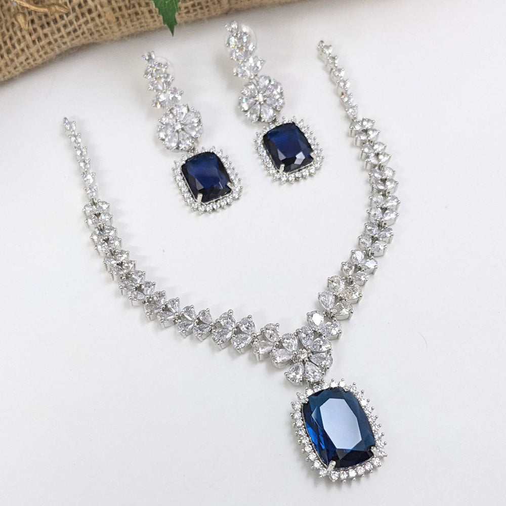 Aamrapali Silver Plated AD Necklace Set