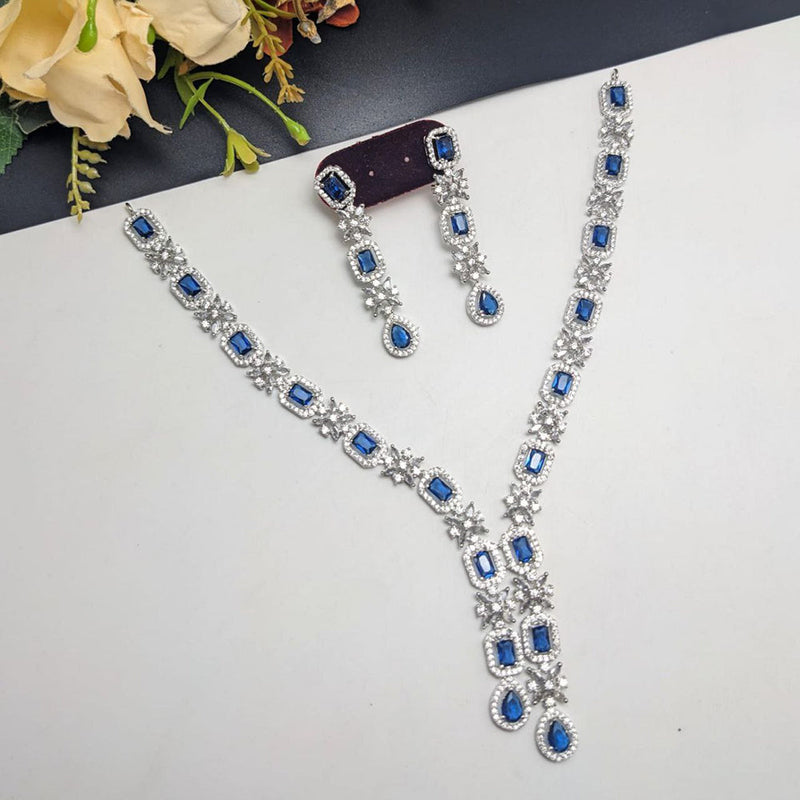 Aamrapali Silver Plated AD Necklace Set