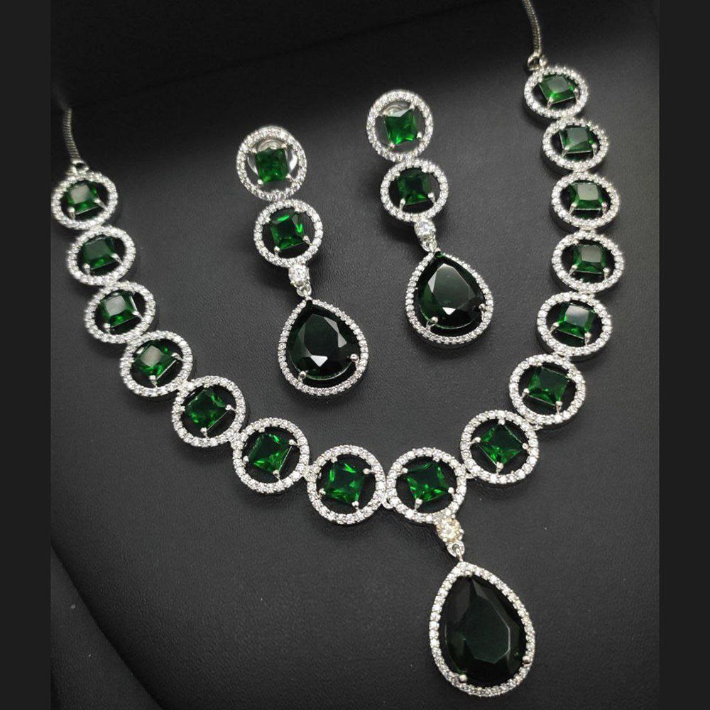 Aamrapali Silver Plated AD Necklace Set