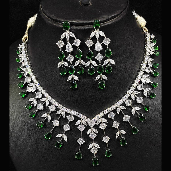 Aamrapali Silver Plated AD Necklace Set