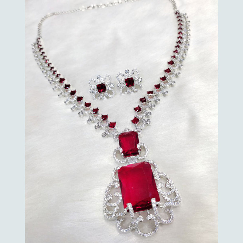 Aamrapali Silver Plated AD Necklace Set