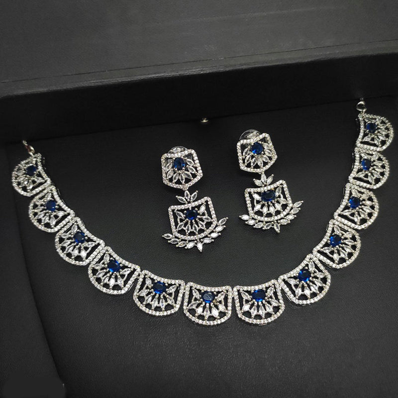 Aamrapali Silver Plated AD Necklace Set