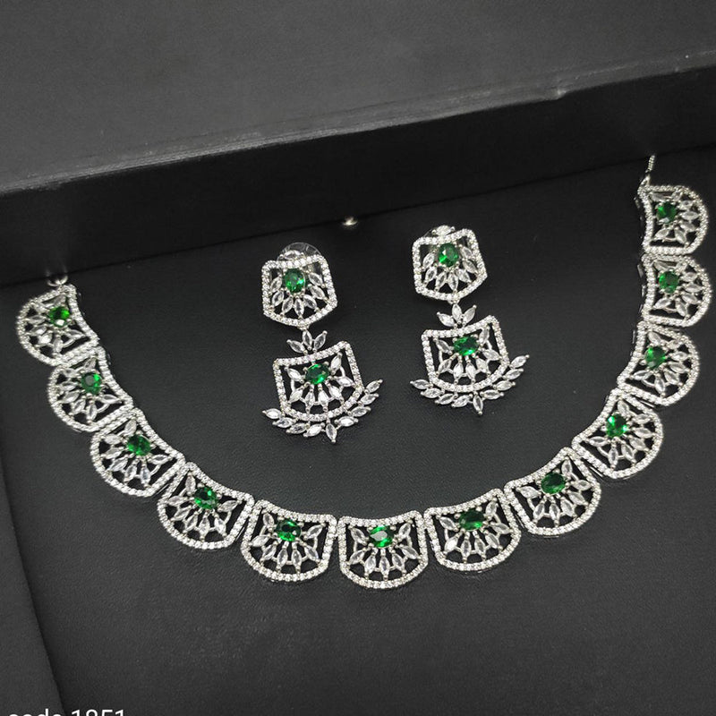 Aamrapali Silver Plated AD Necklace Set