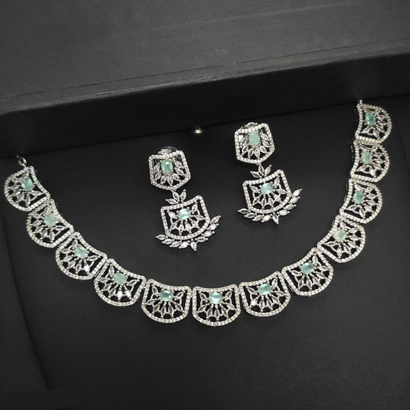 Aamrapali Silver Plated AD Necklace Set