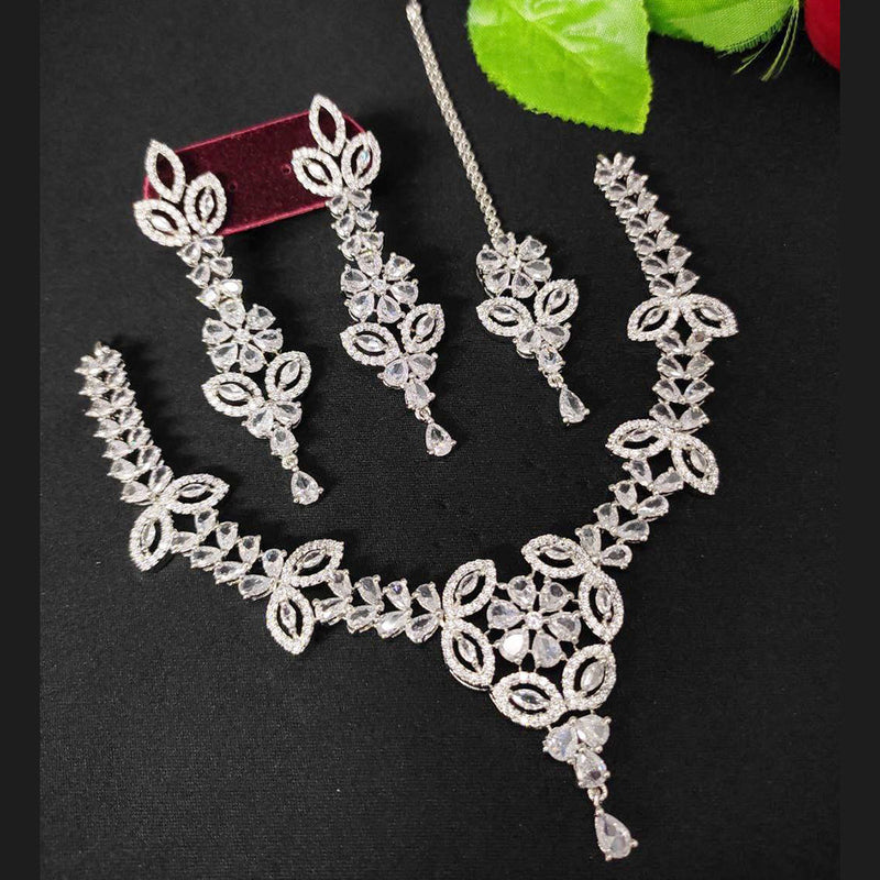 Aamrapali Silver Plated AD Necklace Set