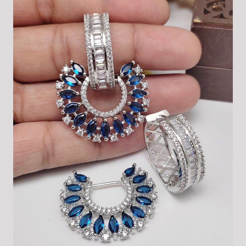 Aamrapali Silver Plated AD Dangler Earrings