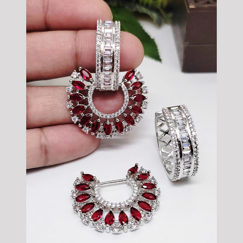 Aamrapali Silver Plated AD Dangler Earrings