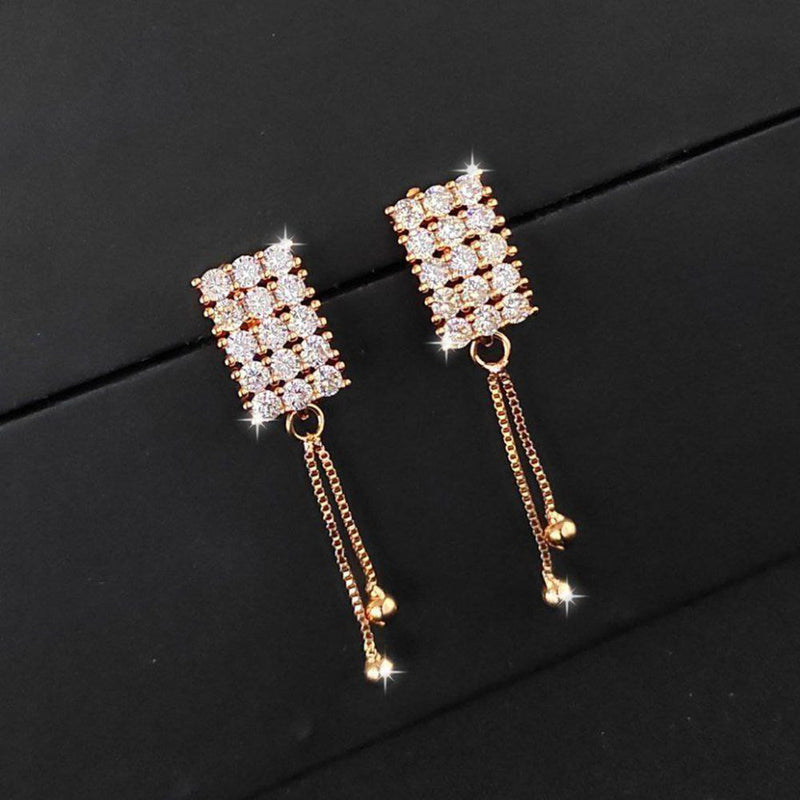 Aamrapali  Rose Gold  Plated AD Dangler Earrings