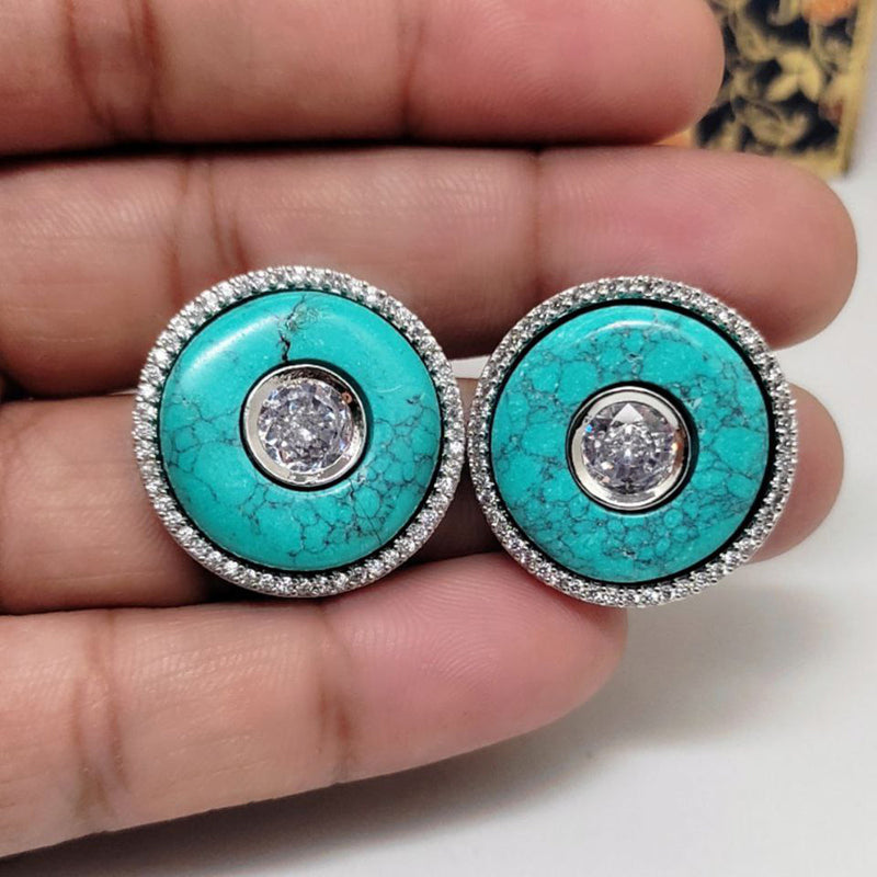 Aamrapali Silver Plated AD Stud Earrings