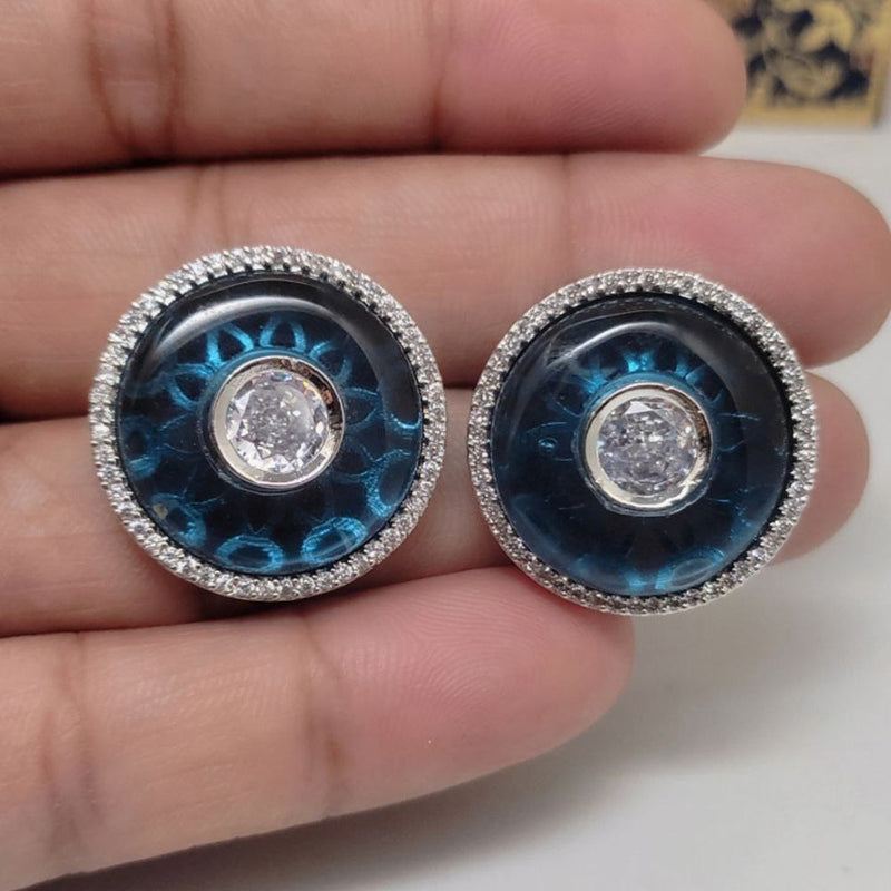 Aamrapali Silver Plated AD Stud Earrings