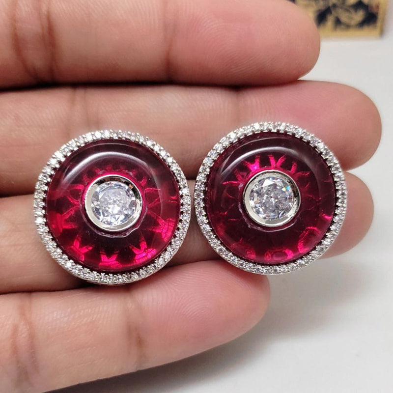 Aamrapali Silver Plated AD Stud Earrings