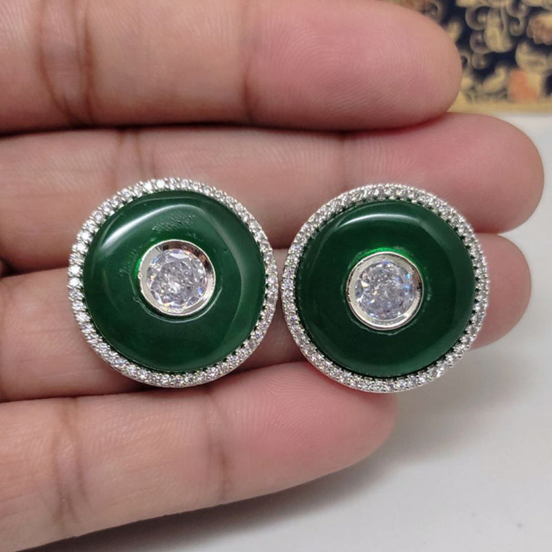 Aamrapali Silver Plated AD Stud Earrings