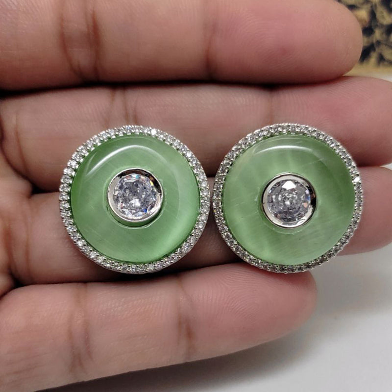 Aamrapali Silver Plated AD Stud Earrings