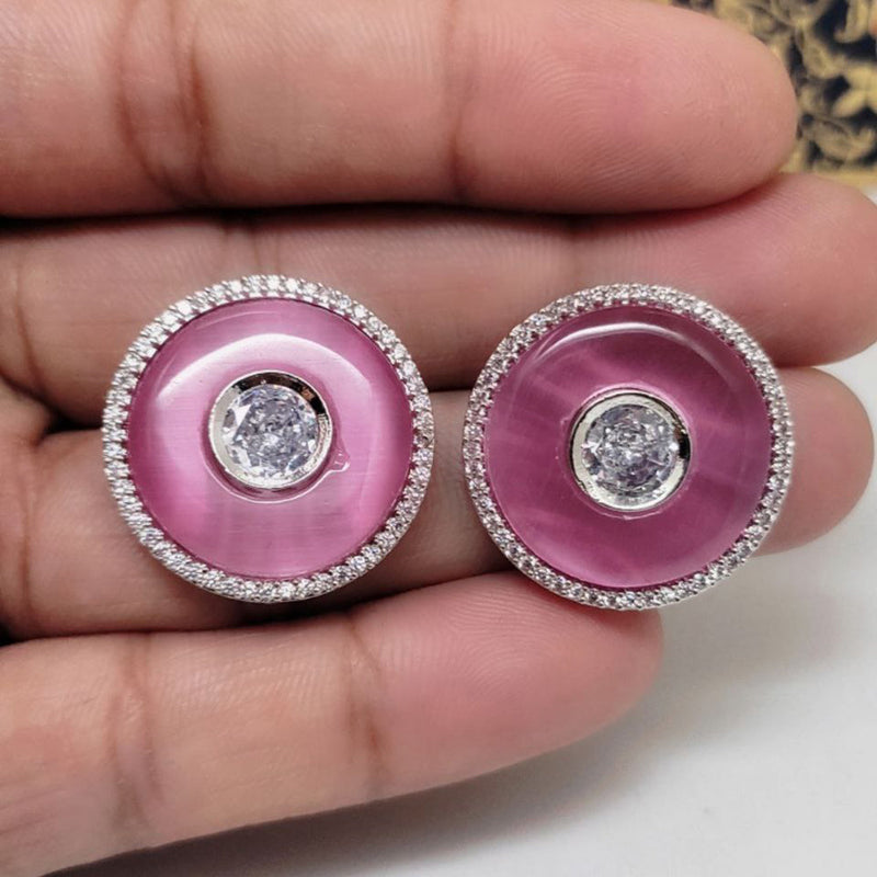 Aamrapali Silver Plated AD Stud Earrings