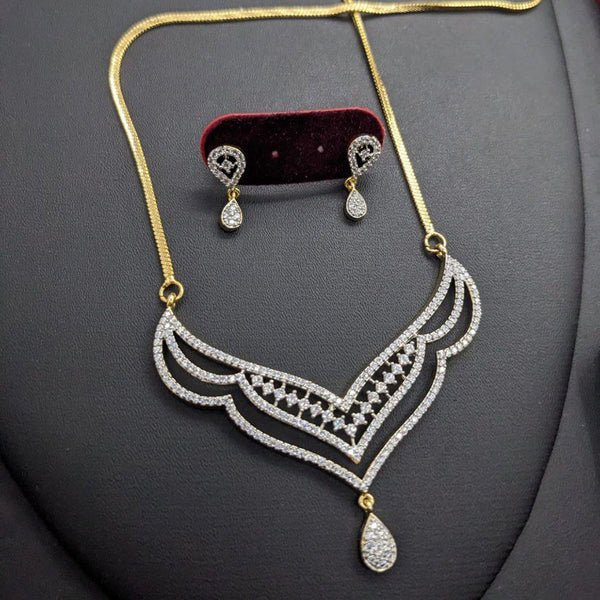 Aamrapali Gold Plated AD Chain Pendant Set