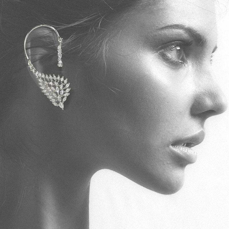 Aamrapali Silver Plated AD Earcuff Earrings