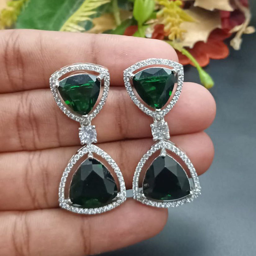 Aamrapali Silver Plated AD Dangler Earrings