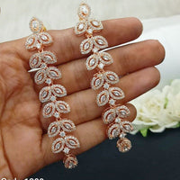 Aamrapali Rose Gold Plated AD Dangler Earrings