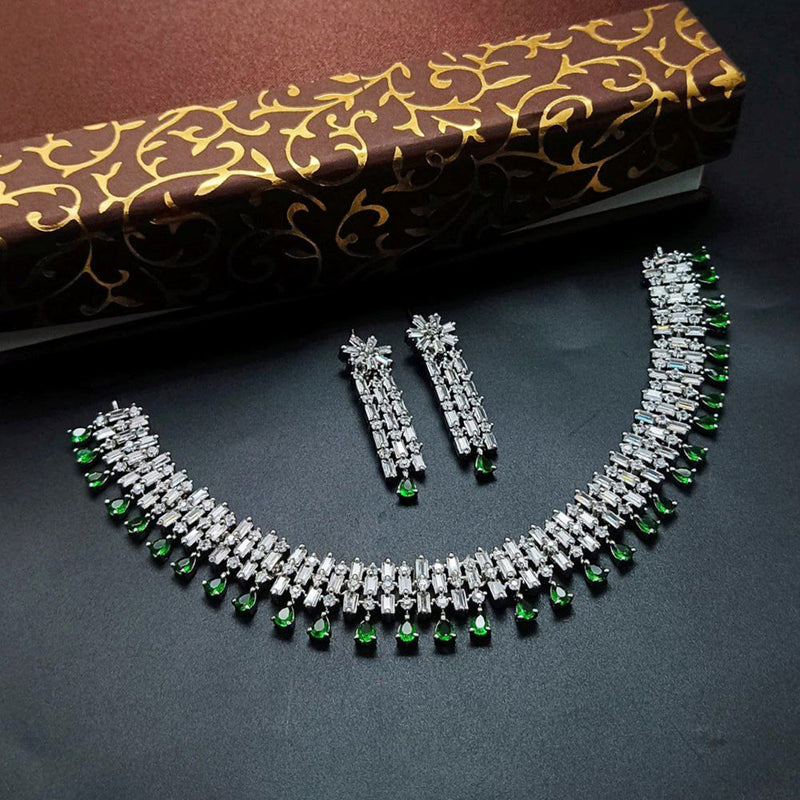 Aamrapali Silver Plated AD Necklace Set