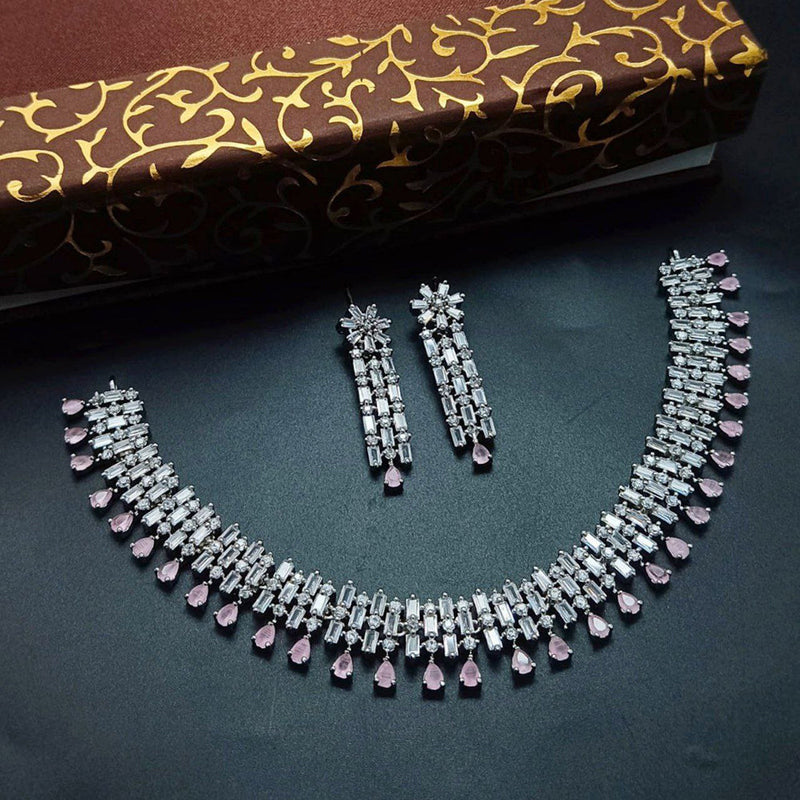 Aamrapali Silver Plated AD Necklace Set