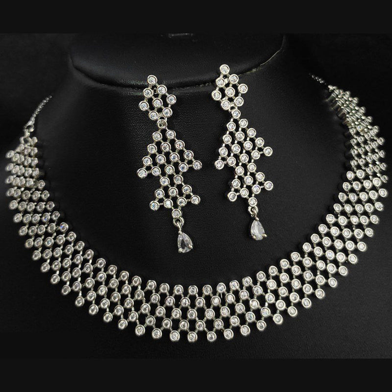 Aamrapali Silver Plated AD Necklace Set