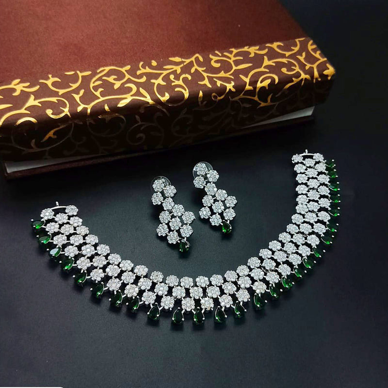 Aamrapali Silver Plated AD Necklace Set