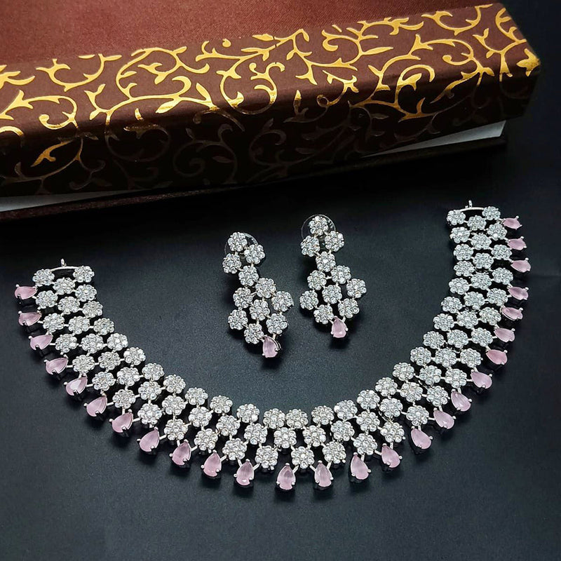 Aamrapali Silver Plated AD Necklace Set