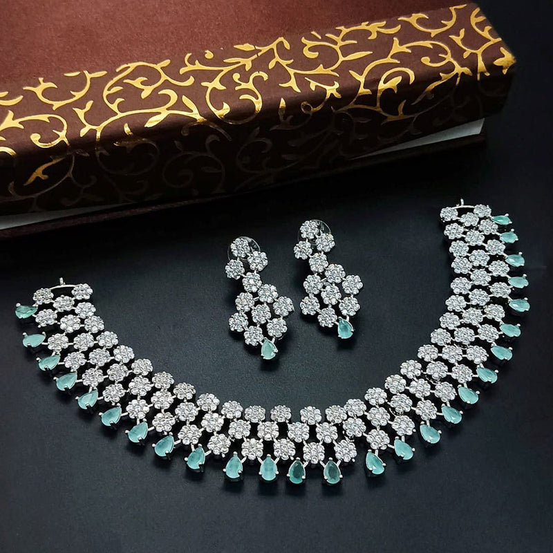 Aamrapali Silver Plated AD Necklace Set