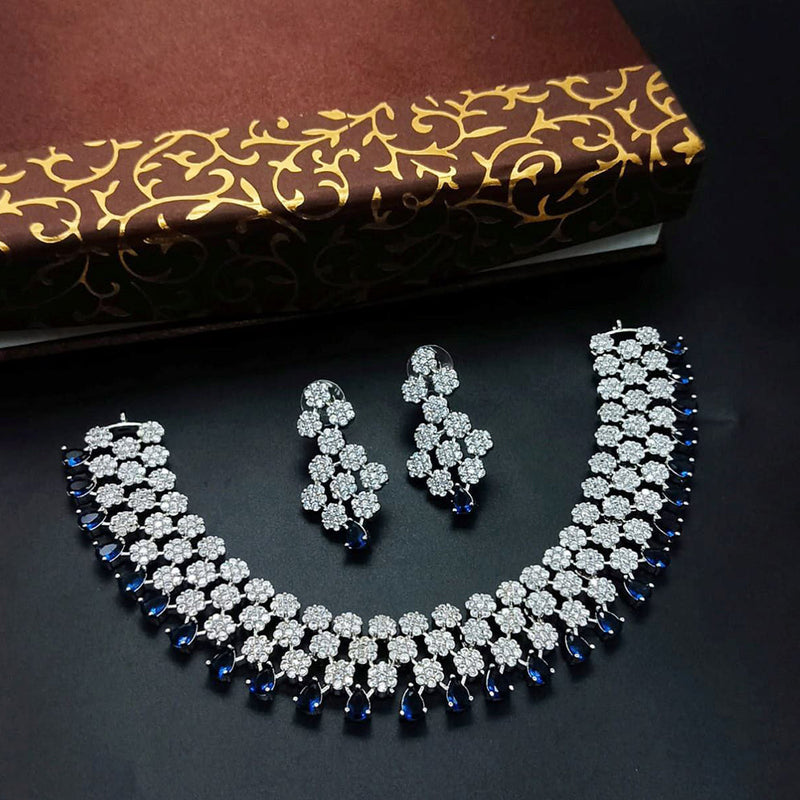 Aamrapali Silver Plated AD Necklace Set