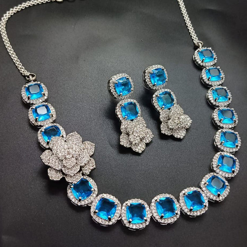 Aamrapali Silver Plated AD Necklace Set