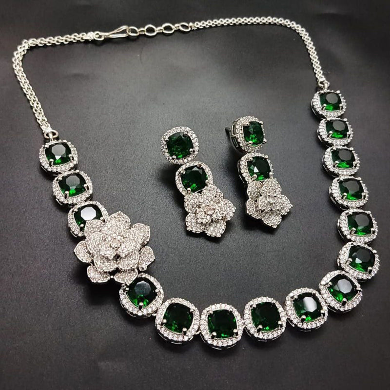 Aamrapali Silver Plated AD Necklace Set