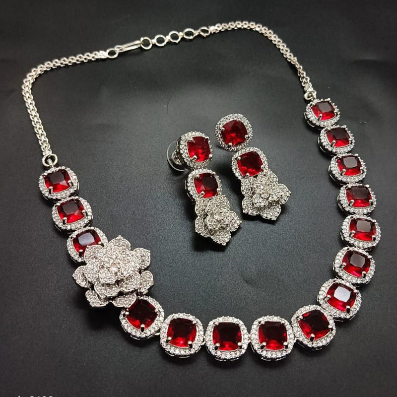 Aamrapali Silver Plated AD Necklace Set