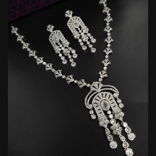 Aamrapali Silver Plated AD Necklace Set