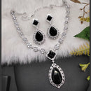 Aamrapali Silver Plated AD Necklace Set