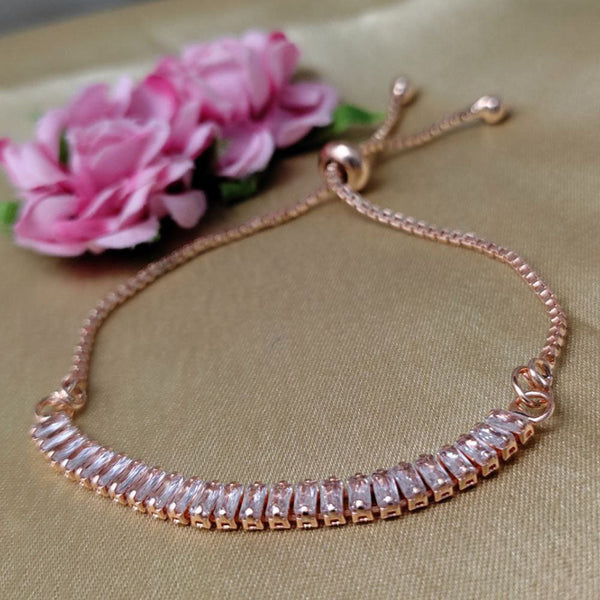 Aamrapali Rose Gold Plated Crystal Stone Adjustable Bracelet