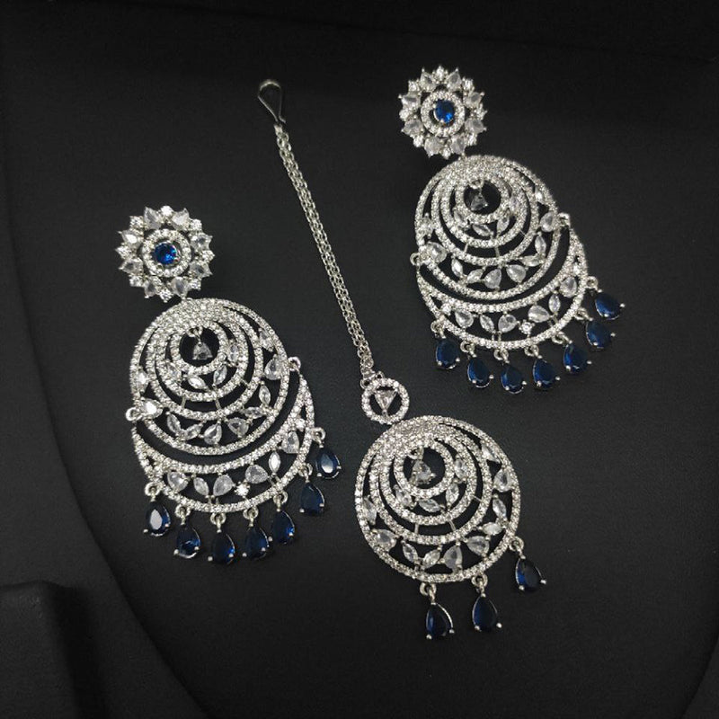 Aamrapali Silver Plated AD Earrings With Mangtikka