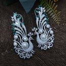 Aamrapali Silver Plated AD And Pearl Dangler Earrings