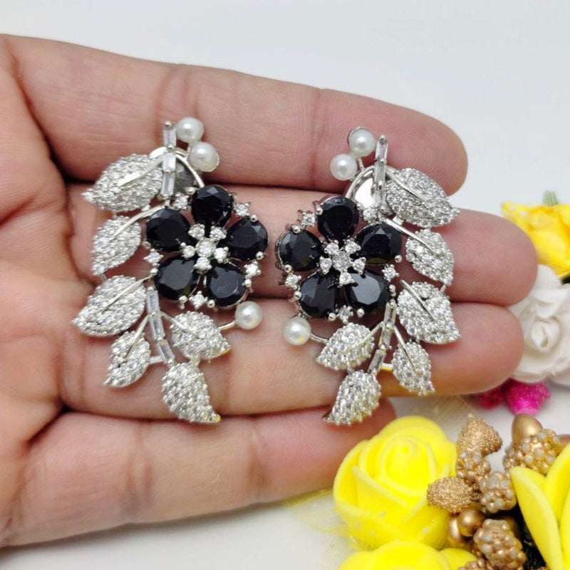 Aamrapali  Silver Plated  AD And Crystal Stone Dangler Earrings