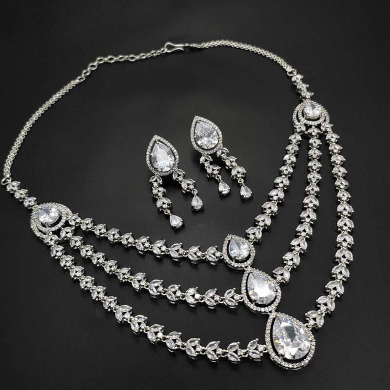 Aamrapali Silver Plated  AD Necklace Set