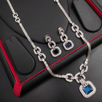 Aamrapali Silver Plated  AD Necklace Set