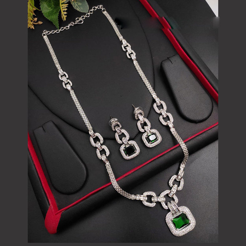 Aamrapali Silver Plated  AD Necklace Set