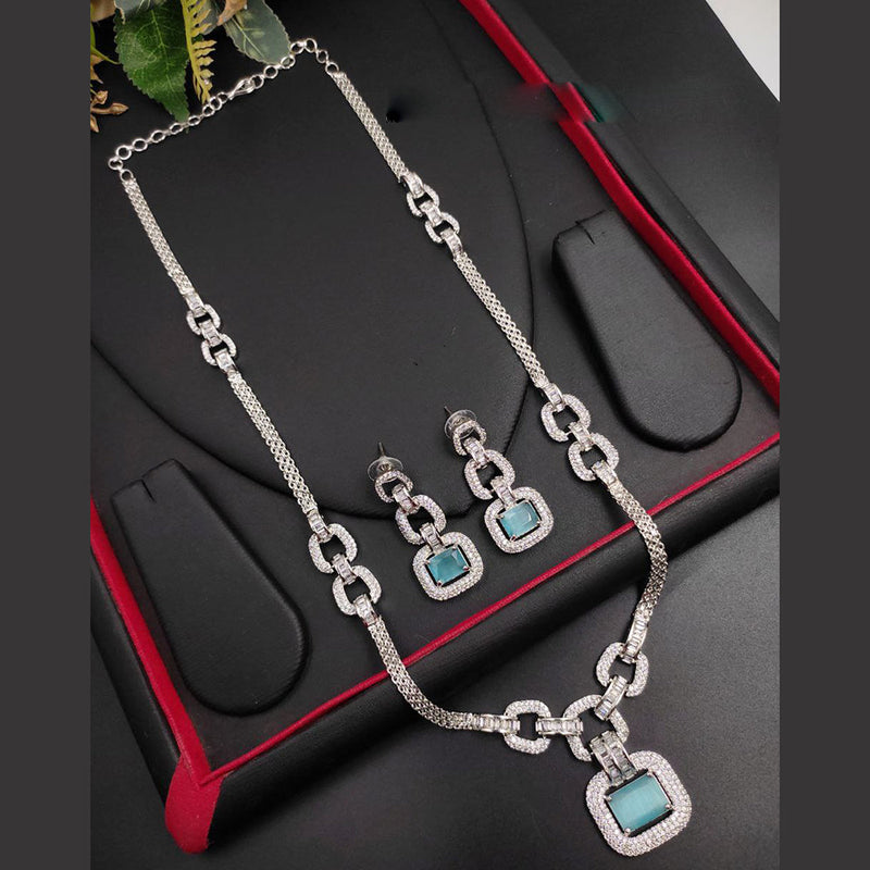 Aamrapali Silver Plated  AD Necklace Set