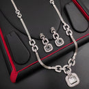Aamrapali Silver Plated  AD Necklace Set