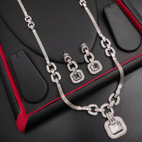 Aamrapali Silver Plated  AD Necklace Set