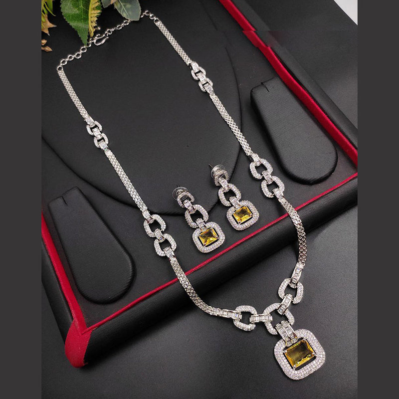 Aamrapali Silver Plated  AD Necklace Set