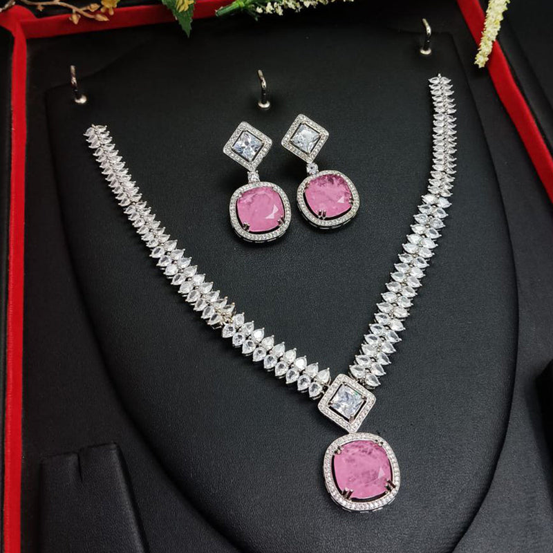 Aamrapali Silver Plated  AD Necklace Set